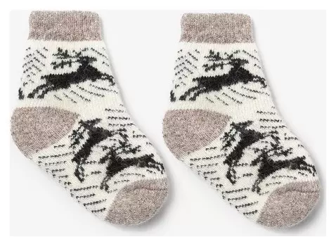 Носки детские шерстяные «Олени», цвет белый, размер 20