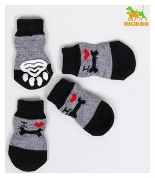 Носки нескользящие "Люблю косточки", M (3/4 * 7 см), набор 4 шт