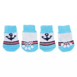 Носки нескользящие "Моряк", размер L (3,5/5 * 8 см), набор 4 шт, голубые