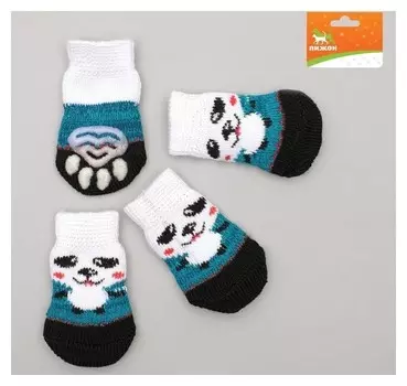 Носки нескользящие, размер S (2,5/3,5 х 6 см), набор 4 шт, микс расцветок для мальчика