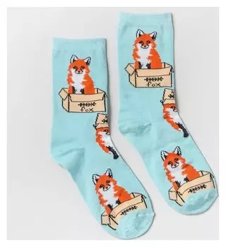 Носки женские Fw-662-l-6 "Лиса в коробке" цвет мятный, р-р 23-25
