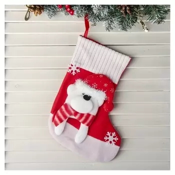Носок для подарков "Снегопад" 18*26 см, медведь