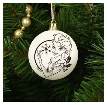 Новогоднее елочное украшение под раскраску холодное сердце, размер шара 5,5 см