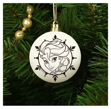 Новогоднее елочное украшение под раскраску "Эльза" холодное сердце, размер шара 5,5 см