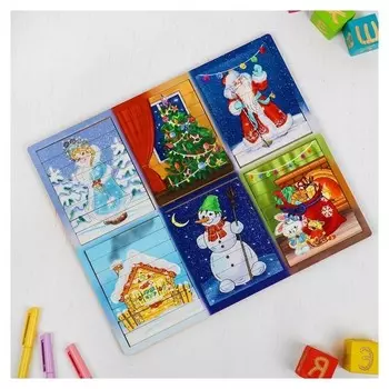 Новогодние пазлы из палочек