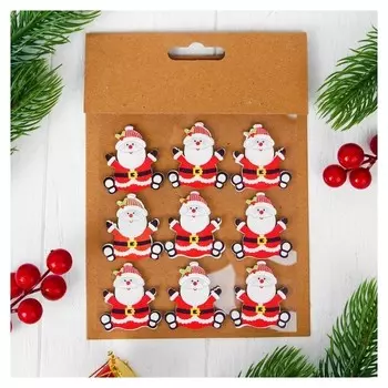 Новогодний декор-наклейки "Весёлый дедушка", набор 9 шт.