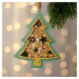 Новогодний декор с подсветкой «Ёлочка со звёздочками» 11×27 см