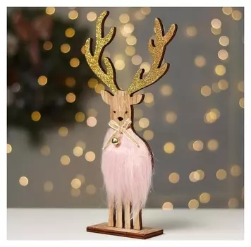 Новогодний декор с подсветкой «Олень» 14×5×29 см, розовый