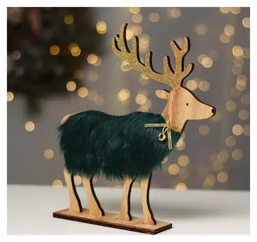 Новогодний декор с подсветкой «Олень» 22,5×22,5 см, зелёный