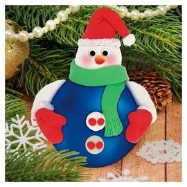 Новогодний ёлочный шар с массой для лепки "Снеговик"