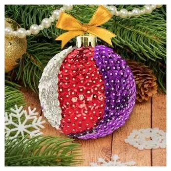 Новогодний ёлочный шар с пайетками №1