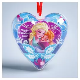 Новогодний ёлочный шар "Волшебства!" холодное сердце с 3D аппликацией