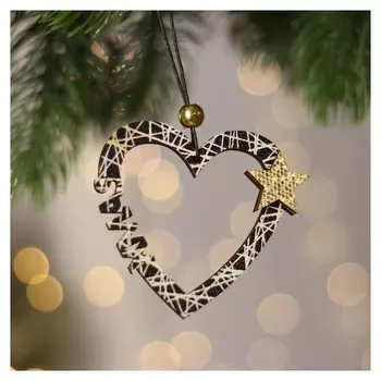 Новогодняя подвеска «Сердце со звездой» 8×18 см