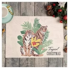 Новогодняя салфетка на стол Tropical Christmas пвх, 40х29 см