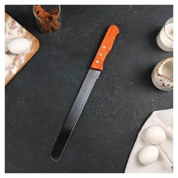 Нож для бисквита крупные зубцы, ручка дерево, рабочая поверхность 25 см