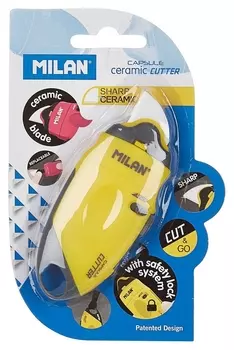 Нож канцелярский Milan, пласт. корпус, керам. лезвие, блистер, цв.в ассорт.