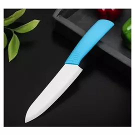 Нож керамический «Симпл», лезвие 15 см, ручка Soft Touch, цвет синий