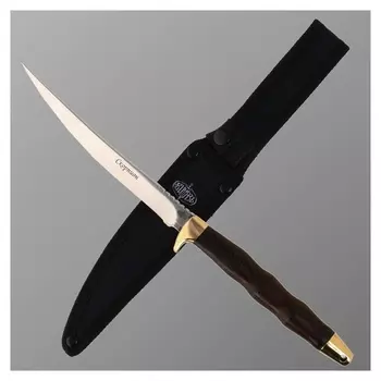 Нож разделочный "Скорпион" с чехлом, сталь - 65х13, рукоять - дерево, 14.5 см