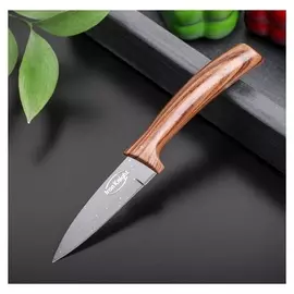 Нож с антиналипающим покрытием «Санктум», лезвие 8,5 см, цвет чёрно-коричневый