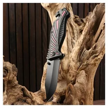 Нож складной полуавтоматический, рукоять с красными вставками, 10см, клинок 4см