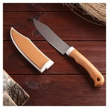 Нож туристический, в ножнах, лезвие 12 см, рукоять под дерево