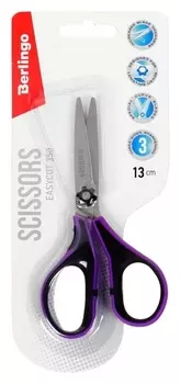 Ножницы 13см Berlingo "Easycut 350" эргоном ручки, мягкие вставки, европодвес