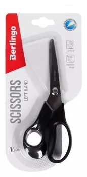 Ножницы 16см Berlingo "Left Hand" для левшей эргономичные ручки, европодвес