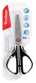 Ножницы 17.5см Berlingo "Easycut 300" мягкие вставки, европодвес