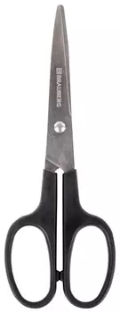 Ножницы Brauberg "Standard" 160 мм, черные, классической формы, 2-х сторонняя заточка, 237095