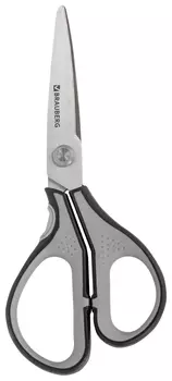 Ножницы Brauberg "Super", 175 мм, серо-черные, 2-х сторонняя заточка, эргономичные ручки, 237295