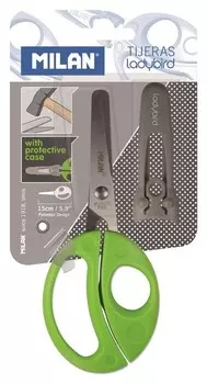 Ножницы детские Milan Ladybird 15 см, цвет салатовый, блистер (Bwm10017)