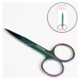 Ножницы маникюрные, загнутые, широкие, 9 см, цвет хамелеон