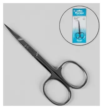 Ножницы маникюрные, загнутые, узкие, 9,5 см, цвет серебристый