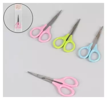 Ножницы маникюрные загнутые узкие с пластиковыми ручками