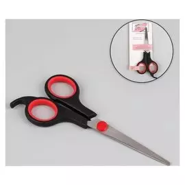 Ножницы парикмахерские с упором, лезвие — 6 см, цвет чёрный/красный