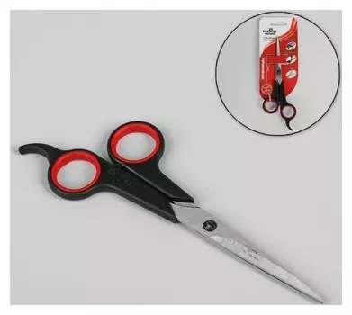 Ножницы парикмахерские, с упором, лезвие — 6 см, цвет чёрный/красный