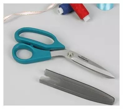 Ножницы портновские с защитным колпачком, 21 см, цвет бирюзовый