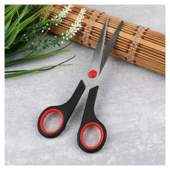 Ножницы универсальные, скошенное лезвие, 18,5 см, цвет чёрный/красный