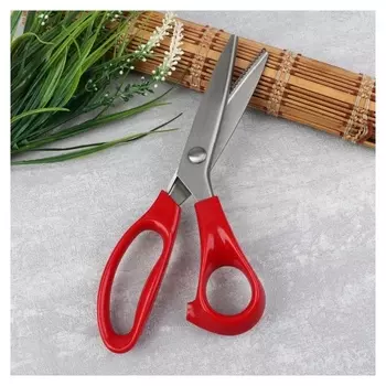 Ножницы «Волна», 23,5 см, шаг - 3 мм, в коробке, цвет красный