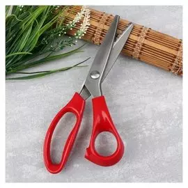 Ножницы «Волна», 23,5 см, шаг - 7 мм, в коробке, цвет красный