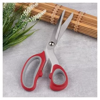 Ножницы закройные, скошенное лезвие, 21,5 см, цвет красный