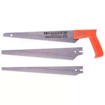 Ножовка по дереву, 300 мм, 3 сменных полотна, пластиковая рукоятка (Ижевск) россия