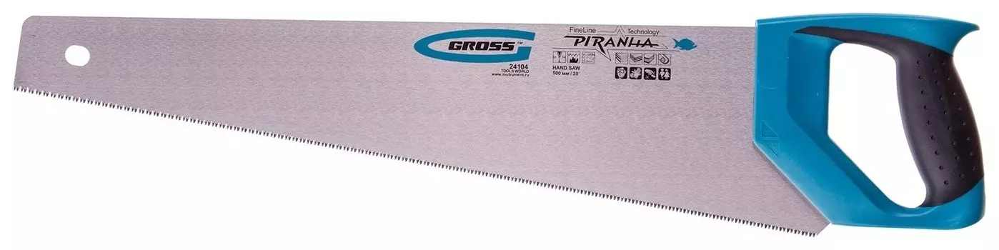 Ножовка по дереву "Piranha", 500 мм, 11-12 Tpi, зуб-3d, каленый зуб, двухкомпонентная рукоятка