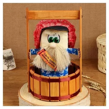 Оберег - домовой "Нафаня в бочке", H = 28 см, D = 17 см