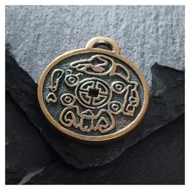 Оберег из латуни "Корейская счастливая монета", цвет чернёное золото
