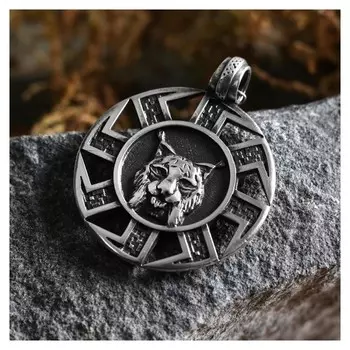 Оберег "Коловрат с рысью", металл пьютер, художественное литье