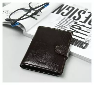 Обложка для автодокументов, 2 отдела, цвет коричневый