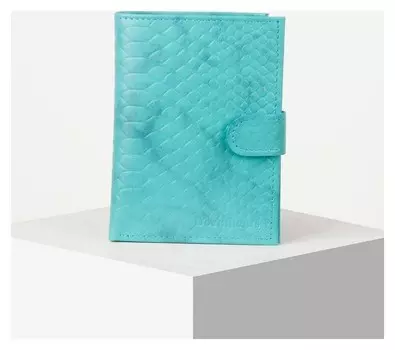 Обложка для автодокументов и паспорта, цвет бирюзовый, натуральная кожа
