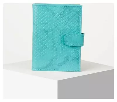 Обложка для автодокументов и паспорта, натуральная кожа, питон, цвет бирюзовый