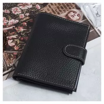 Обложка для автодокументов и паспорта, отдел для купюр, флотер, цвет чёрный